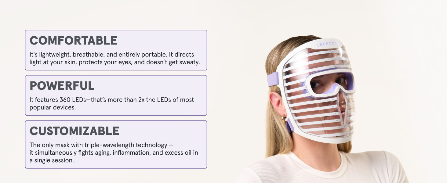 led face mask for red blue infrared ligh therapy anti-aging skincare skin laser treatement
